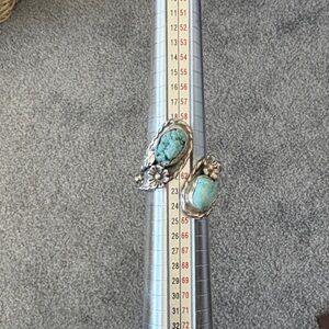 Turquoise Silver Floral Ring